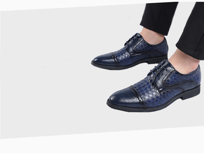 Fall New European Style British Large Size Men's Shoes Woven Fashion Brooch Carved Men's Formal Leather shoes