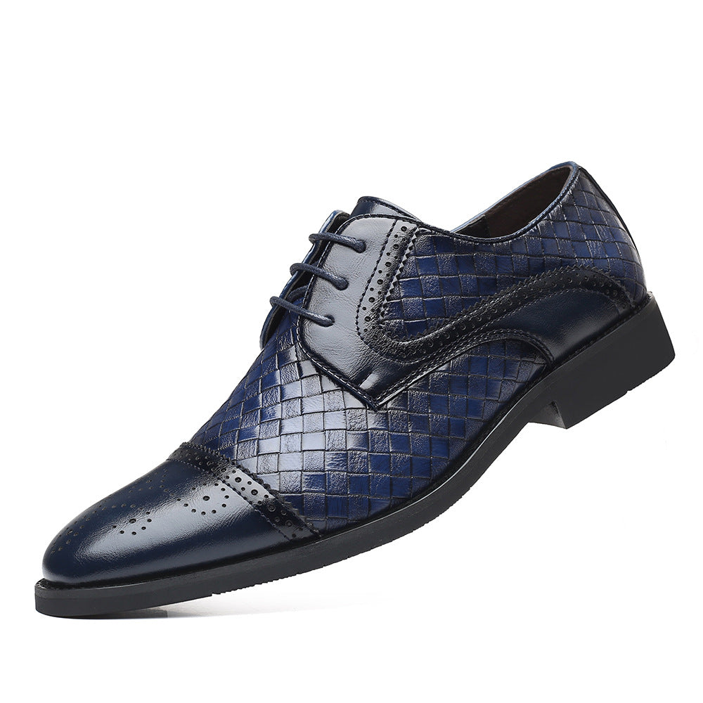 Fall New European Style British Large Size Men's Shoes Woven Fashion Brooch Carved Men's Formal Leather shoes