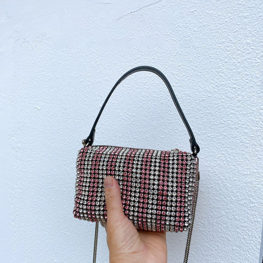 Diamond And Cowhide Small Square Bag