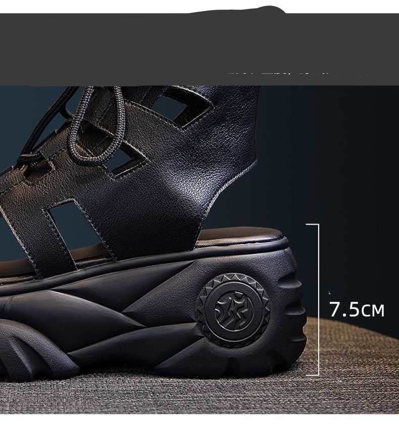 Soft Leather Wedge Sandals Women's Platform Comfortable Hole Shoes