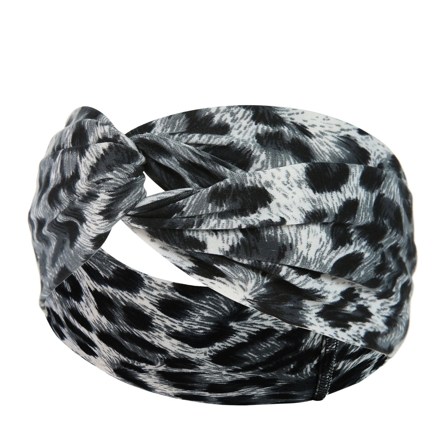 Women's Printed Knitted Wide-Brimmed Cross Headband