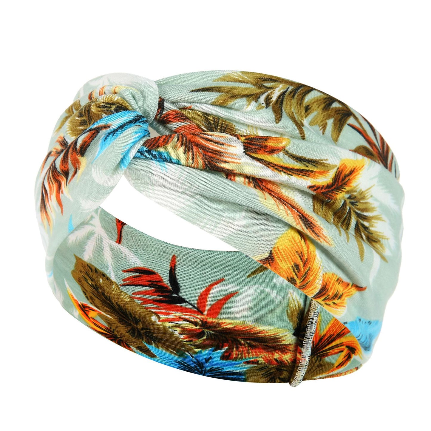 Women's Printed Knitted Wide-Brimmed Cross Headband
