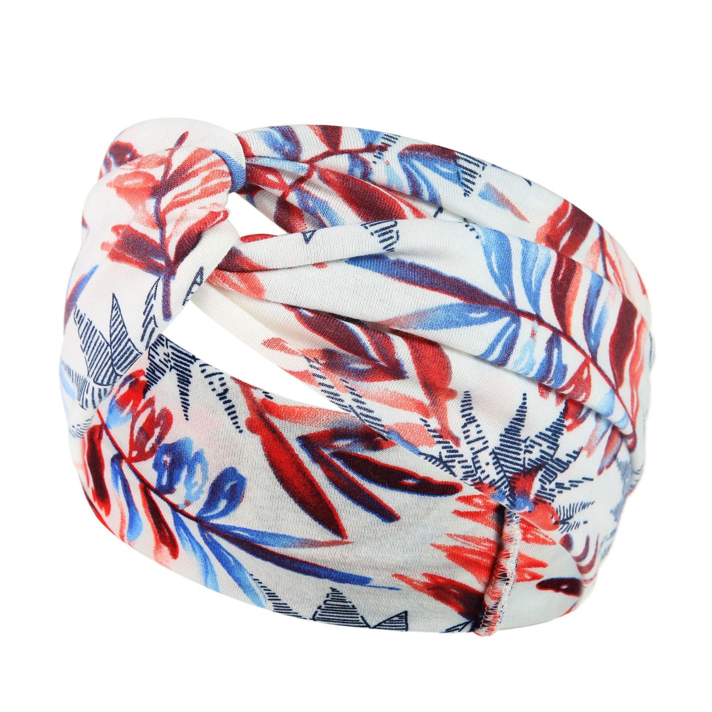 Women's Printed Knitted Wide-Brimmed Cross Headband