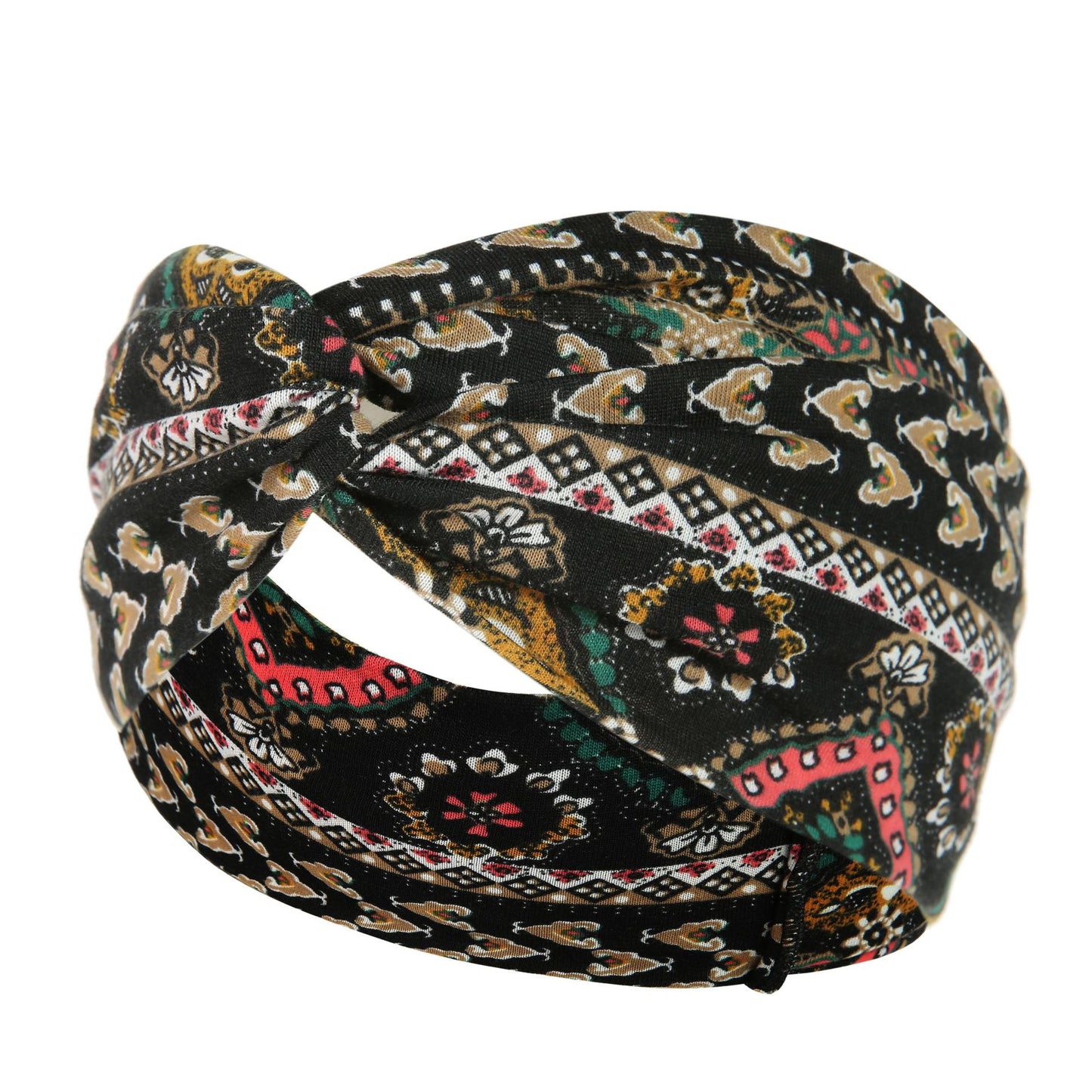 Women's Printed Knitted Wide-Brimmed Cross Headband