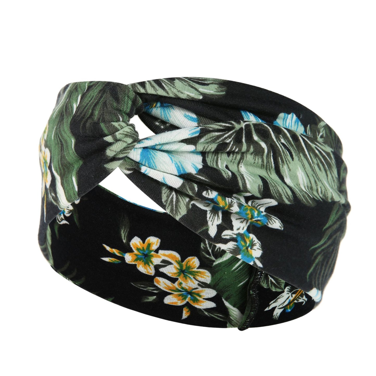 Women's Printed Knitted Wide-Brimmed Cross Headband