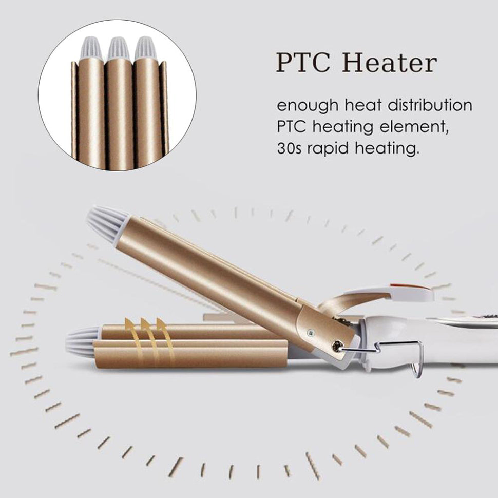 Three-Cylinder Ceramic Ion Big Wave Ceramic Curling Iron Three-Cylinder Curling Iron