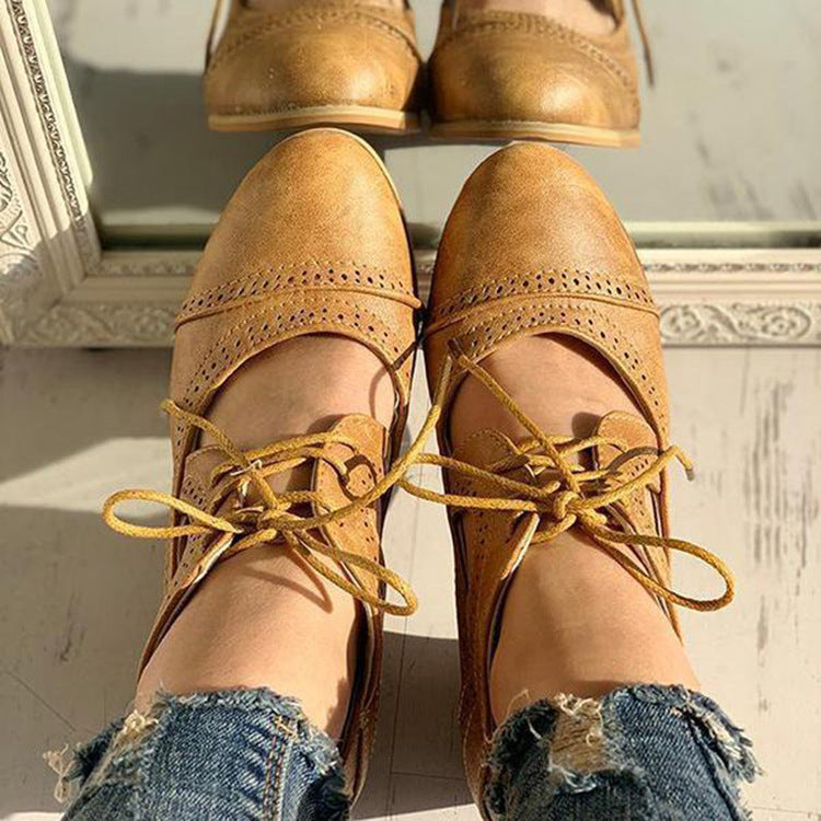Foreign Trade Plus Size 43 Women's Shoes Summer New European And American Retro Round Toe Thick Heel Hollow Single Shoes Women's Shoes Spot 43