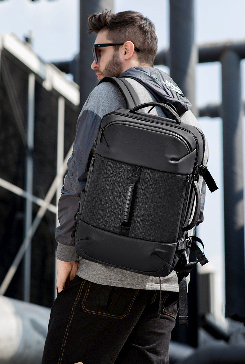 Backpack Men's 17.3 Inch Expandable Computer Bag Men's Multifunctional Backpack Large-Capacity Business Travel Business Bag