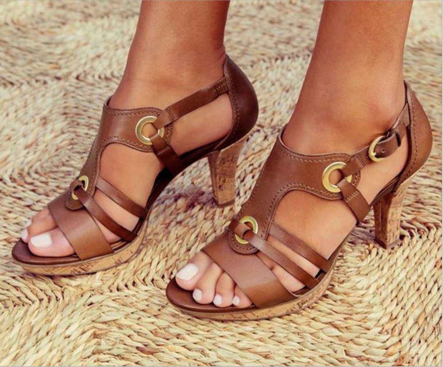 Summer New Style Thick-Heeled Women'S New High-Heeled Sandals Foreign Trade Models Large Size Sandals Women'S Shoes