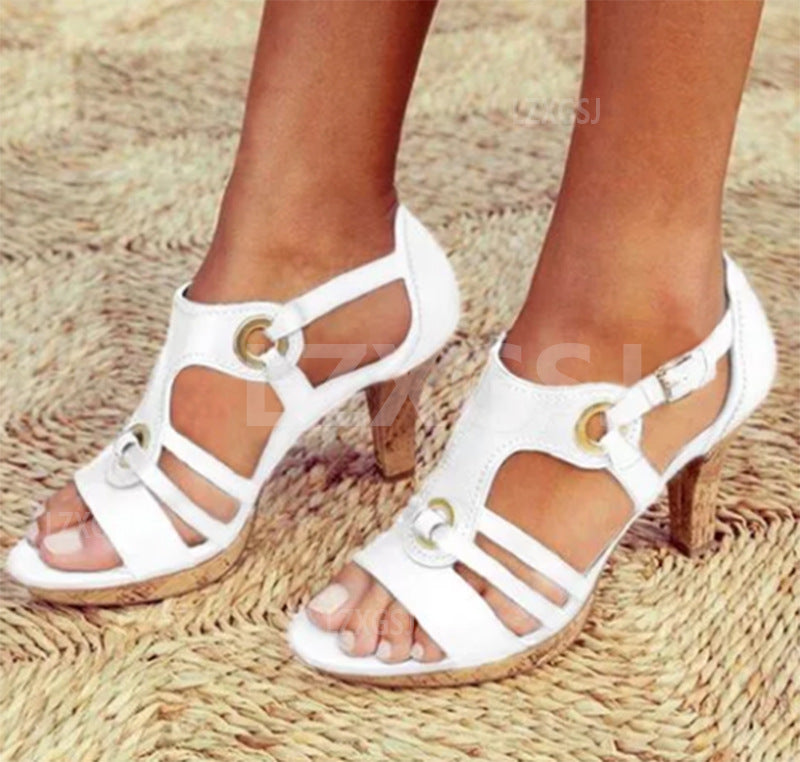 Summer New Style Thick-Heeled Women'S New High-Heeled Sandals Foreign Trade Models Large Size Sandals Women'S Shoes
