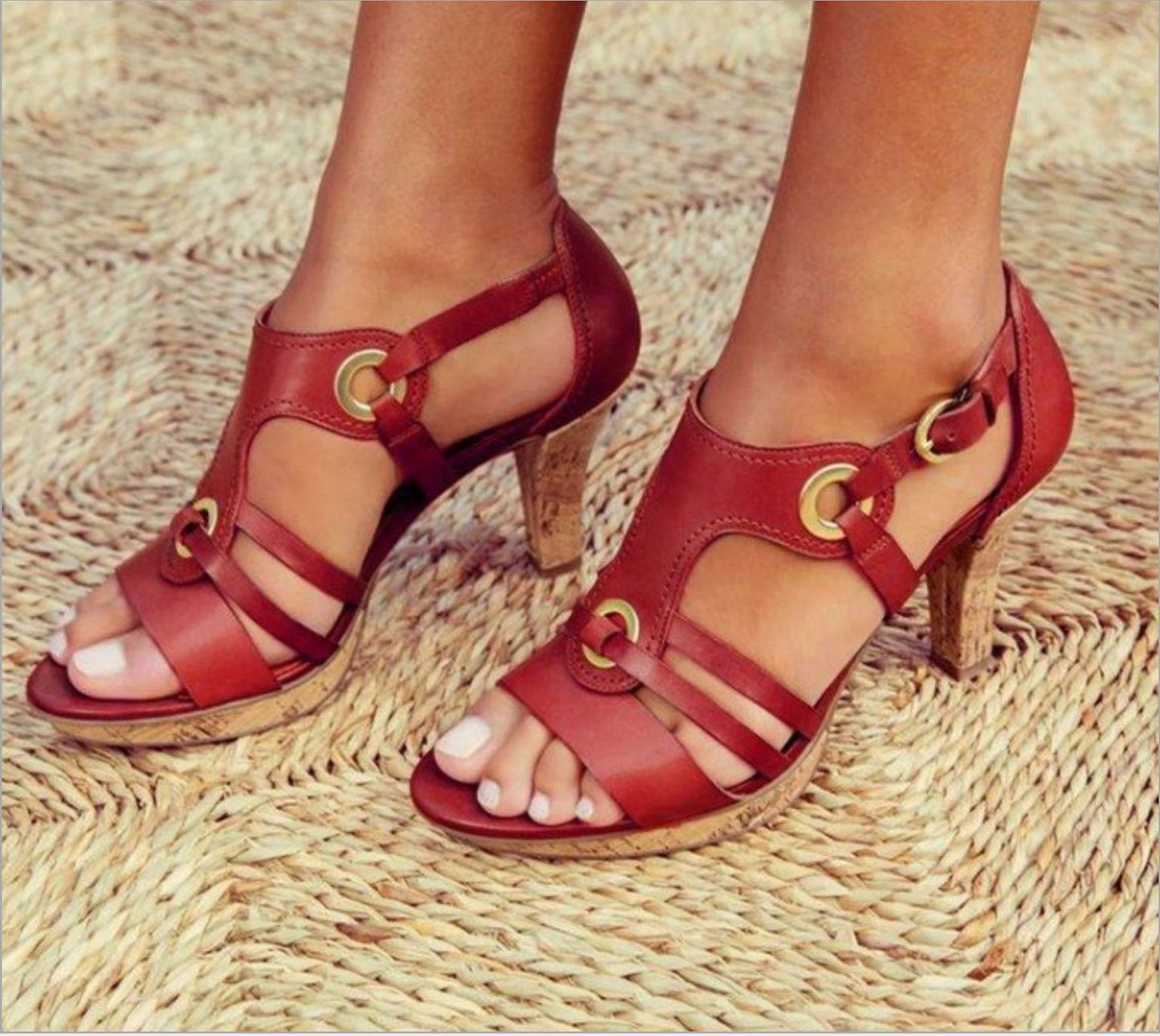 Summer New Style Thick-Heeled Women'S New High-Heeled Sandals Foreign Trade Models Large Size Sandals Women'S Shoes