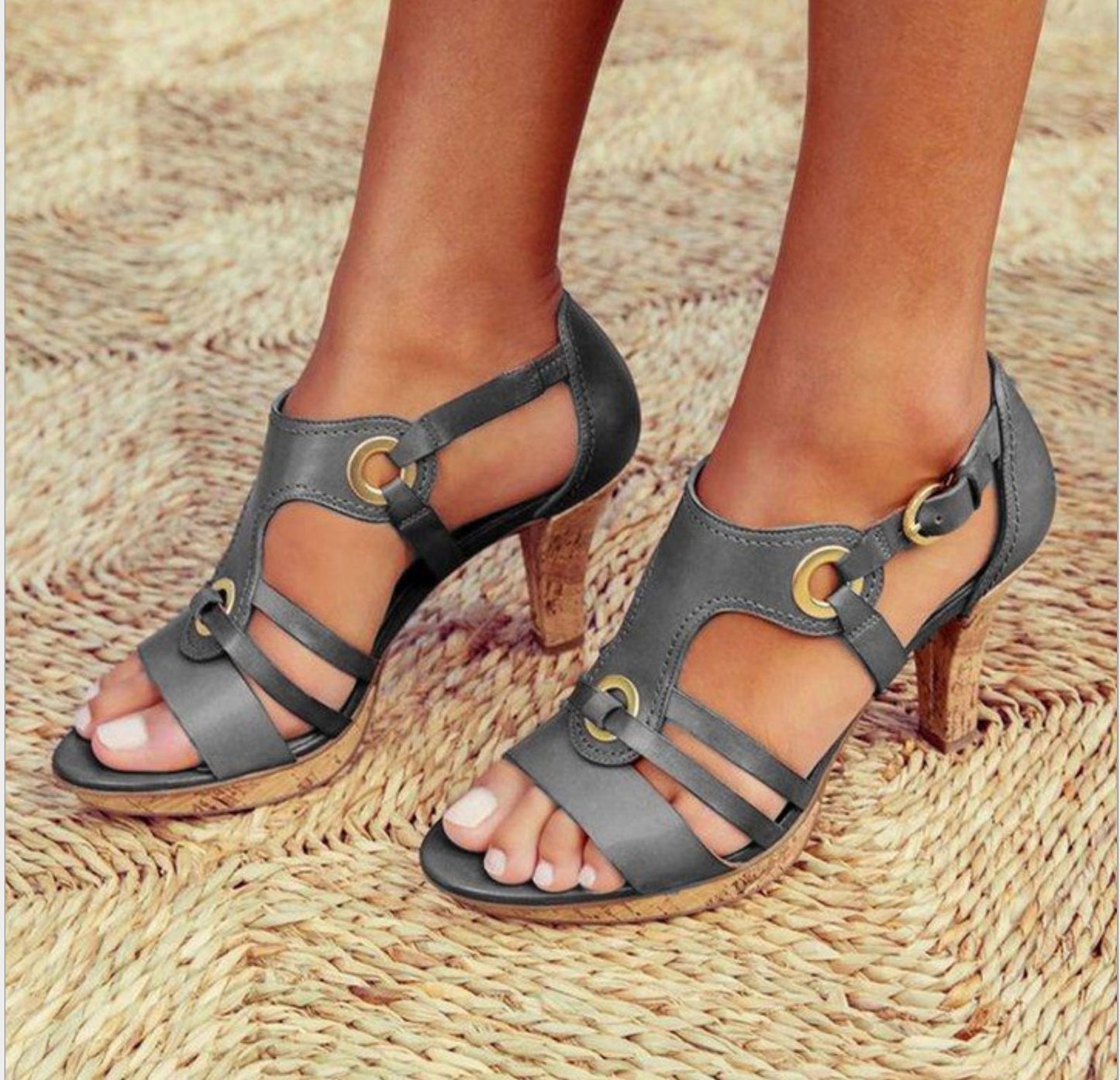Summer New Style Thick-Heeled Women'S New High-Heeled Sandals Foreign Trade Models Large Size Sandals Women'S Shoes