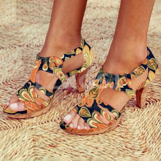 Summer New Style Thick-Heeled Women'S New High-Heeled Sandals Foreign Trade Models Large Size Sandals Women'S Shoes