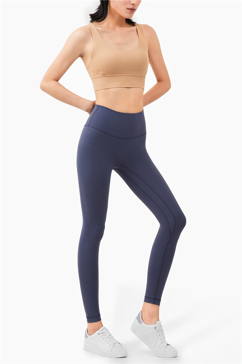 Nye europæiske og amerikanske sømløse yogabukser med høj talje, stramme sports- og fitnessbukser, ferskenhofte-yogabukser