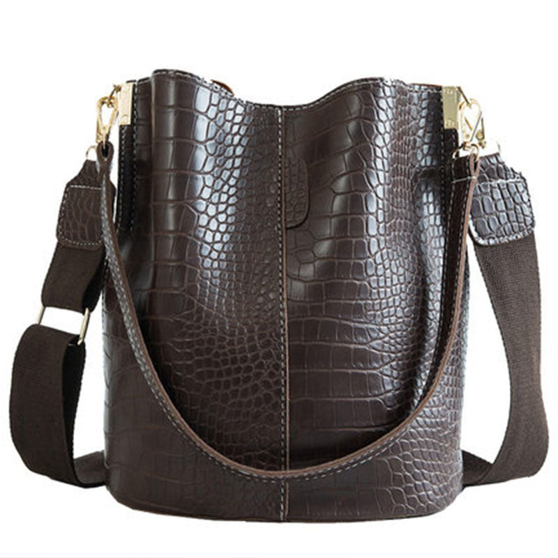 Large-Capacity Bag Female New Retro Fashion Bucket Bag Korean Version Of Simple And Versatile One-Shoulder Messenger Handbag