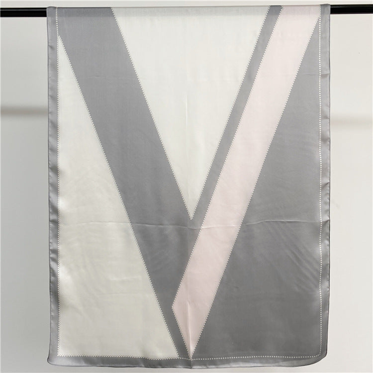 Silk Scarf Women Spring, Summer, Autumn And Winter George Satin  Silk V-Shaped Scarf Long Shawl Dual-Use Factory Wholesale