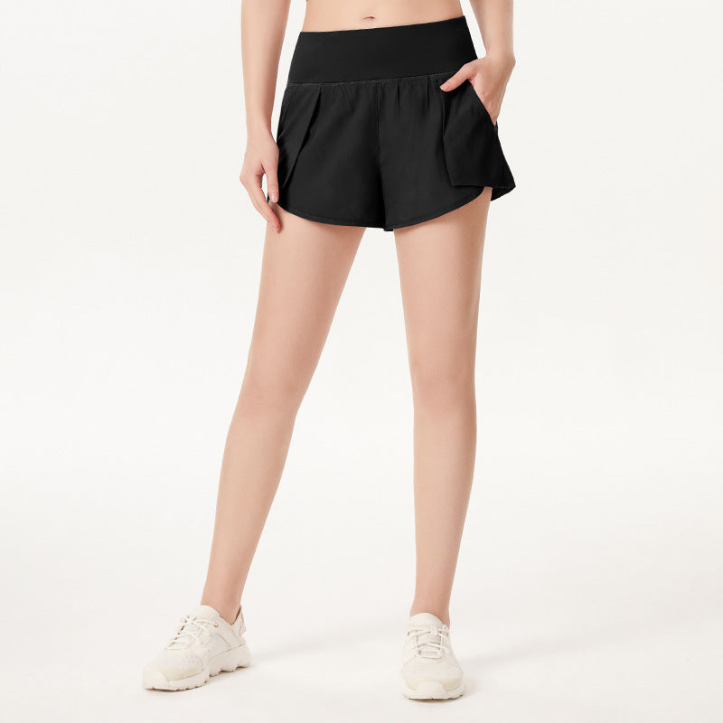Højtaljede Anti-gennemsigtige Casual Shorts i Falsk To-delt Design