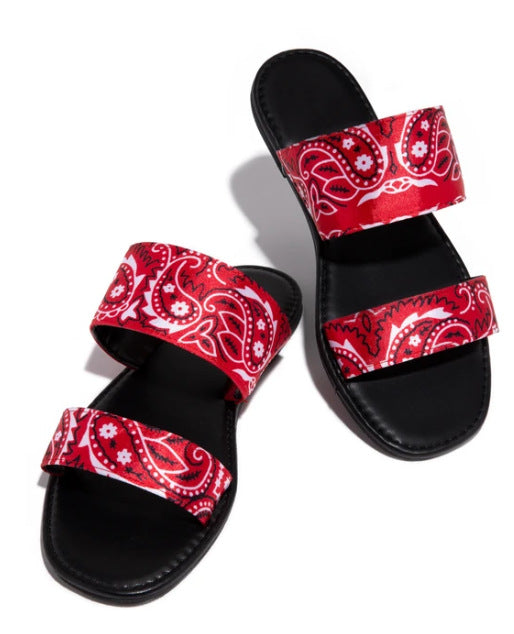 Bohemian Flat Casual Open-toed Sandals And Slippers Women's Summer Wish Amazon Floral Slippers Large Size Women's Shoes