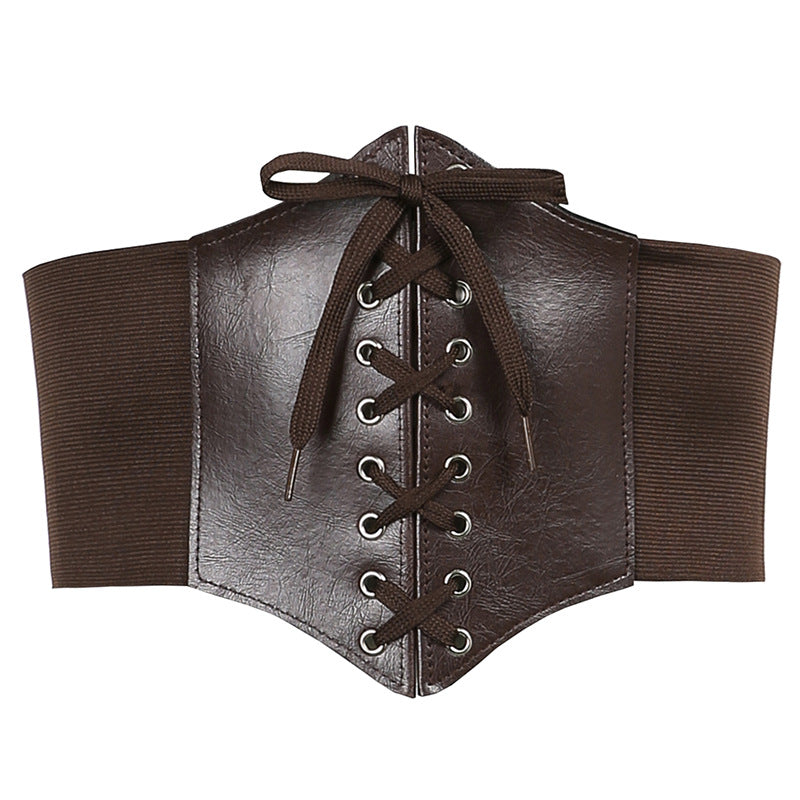 Waist-Slimming Belt Women's Dark Wind High-Waist Irregular PU Girdle