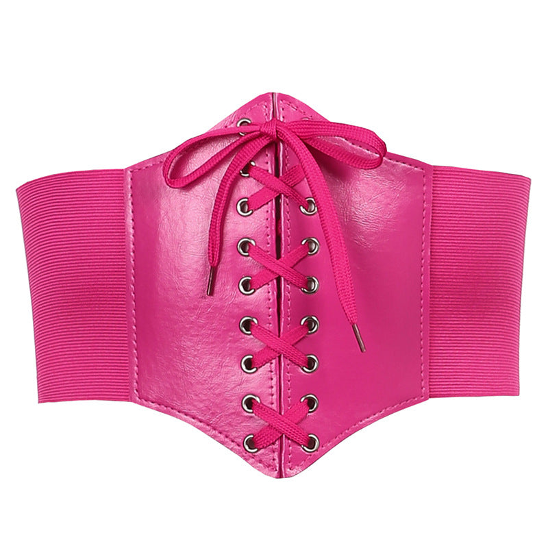 Waist-Slimming Belt Women's Dark Wind High-Waist Irregular PU Girdle