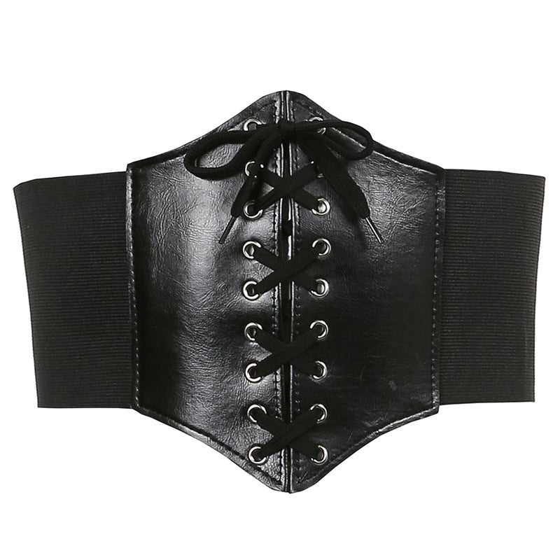 Waist-Slimming Belt Women's Dark Wind High-Waist Irregular PU Girdle