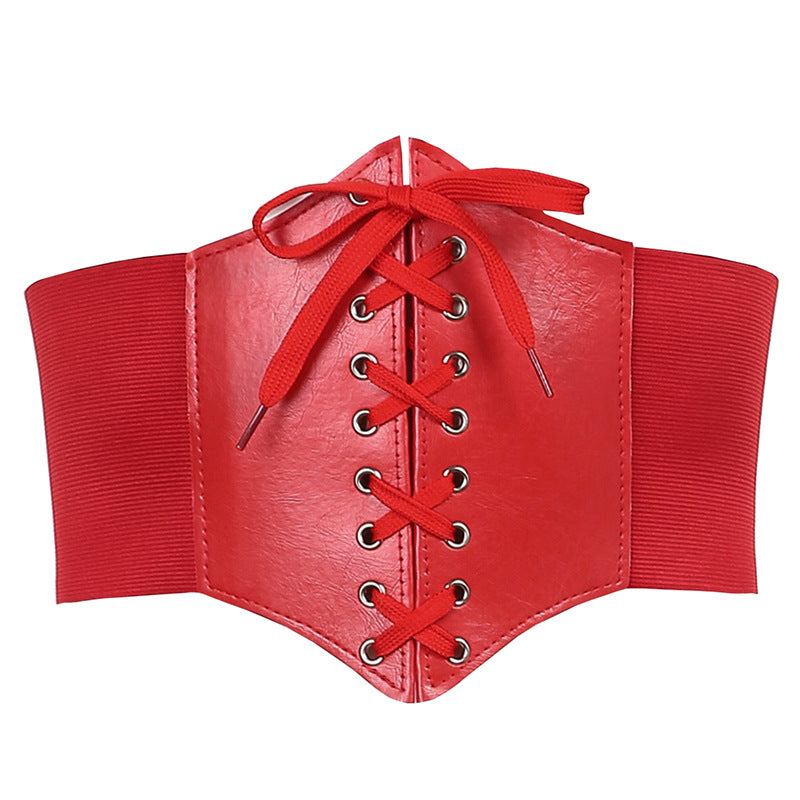 Waist-Slimming Belt Women's Dark Wind High-Waist Irregular PU Girdle