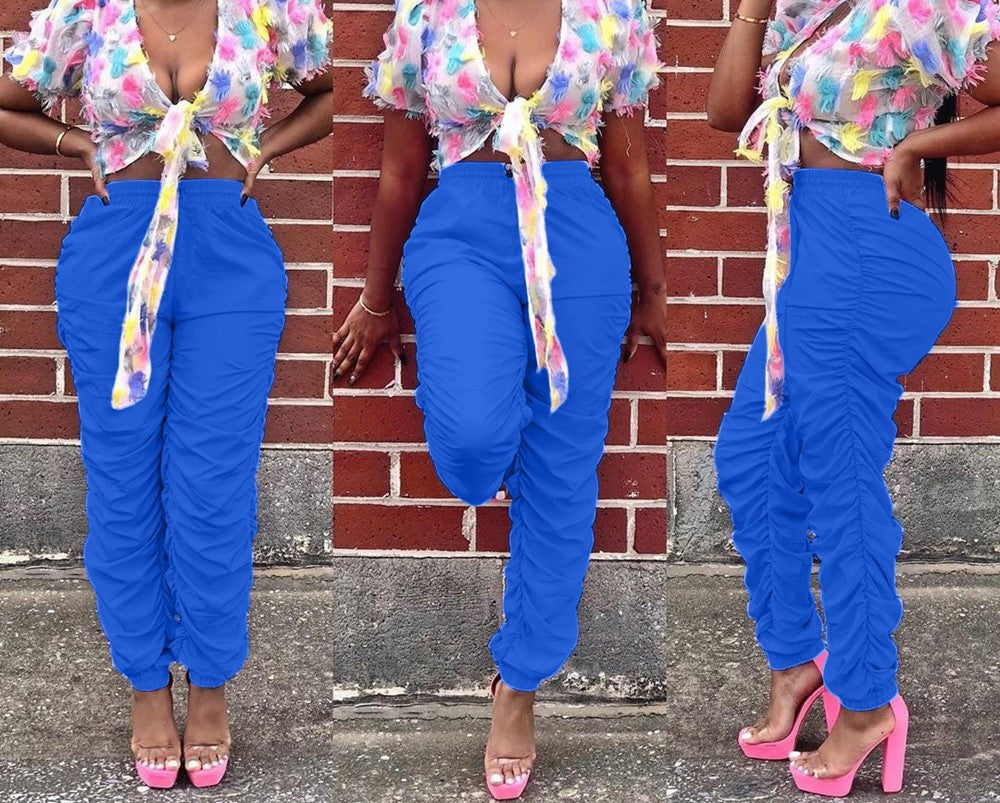 New European And American Fashion Women'S Pure Color Temperament Casual Mid-Waist Hip Pants
