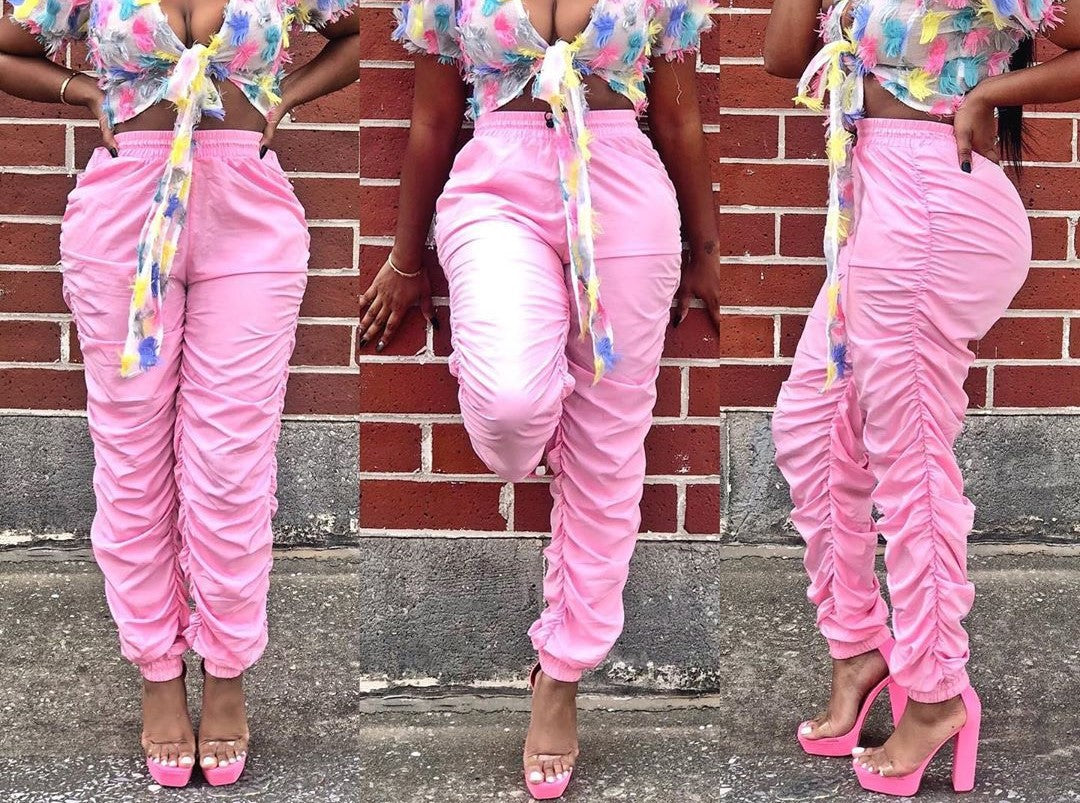 New European And American Fashion Women'S Pure Color Temperament Casual Mid-Waist Hip Pants