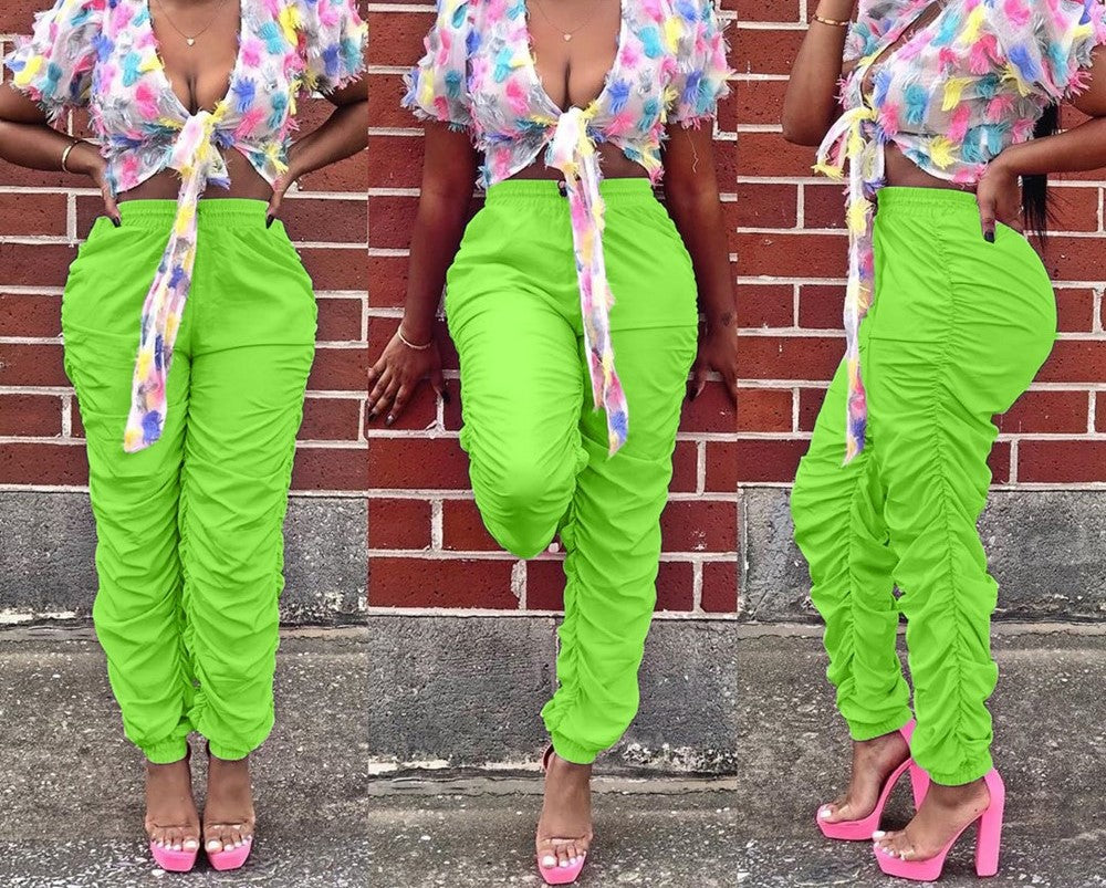 New European And American Fashion Women'S Pure Color Temperament Casual Mid-Waist Hip Pants