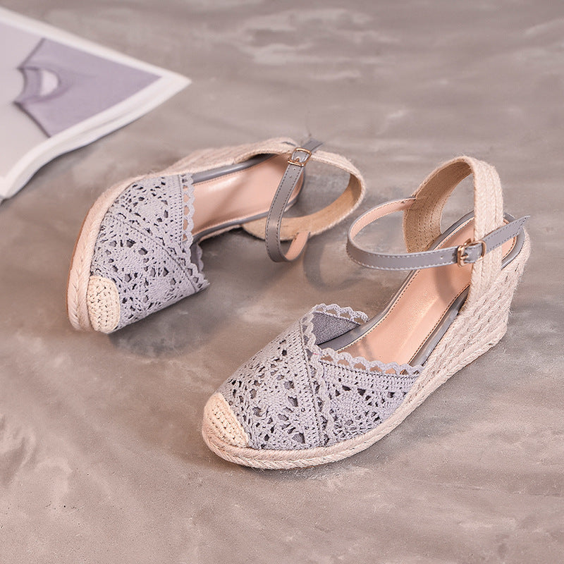 Round Toe Back Empty Sandals Women's Platform Wedge Sandals