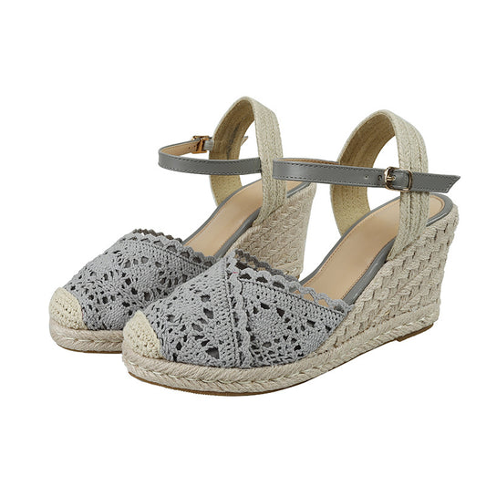 Round Toe Back Empty Sandals Women's Platform Wedge Sandals