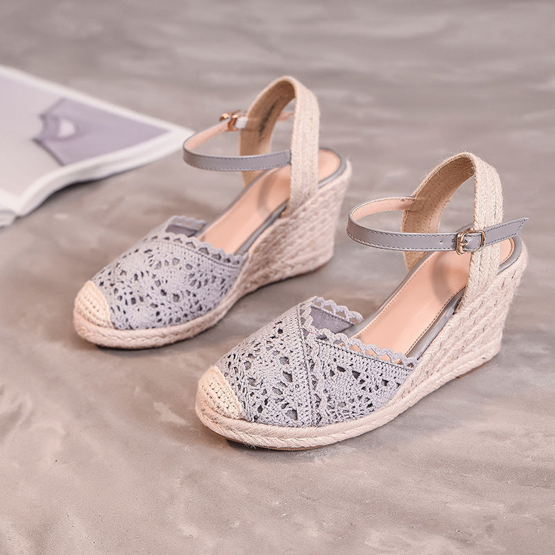 Round Toe Back Empty Sandals Women's Platform Wedge Sandals