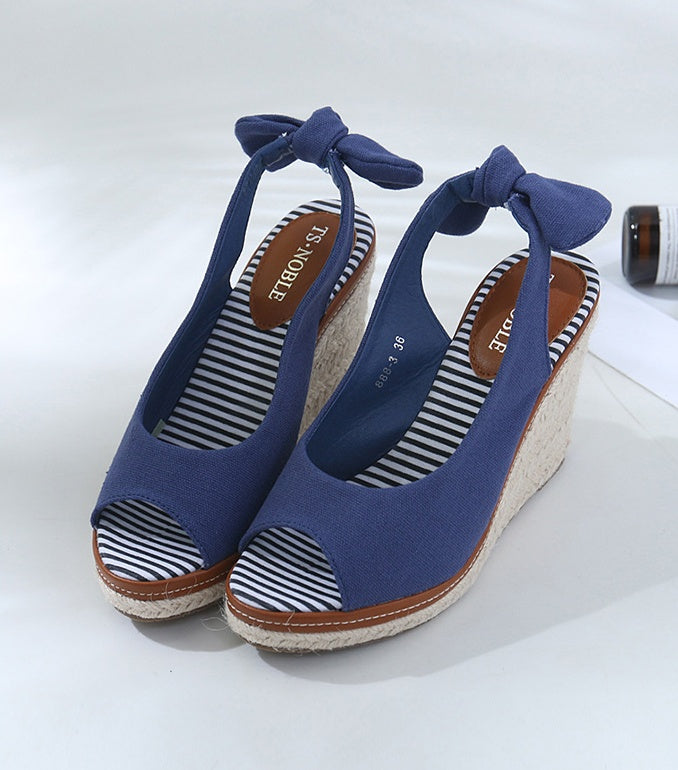 Spring New Style Roman Style Slope With Fish Mouth Back Strap Women'S Shoes