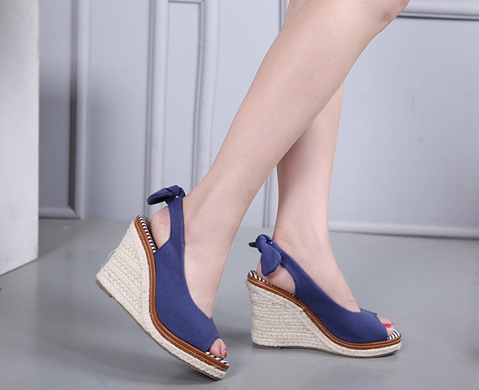 Spring New Style Roman Style Slope With Fish Mouth Back Strap Women'S Shoes