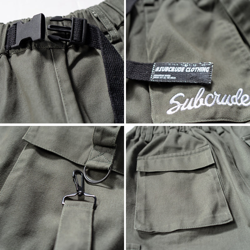 Mushibao Functional Wind Streamer Overalls Shorts Male Loose Ins Students Japanese Wild Summer Five-Point Pants Pants
