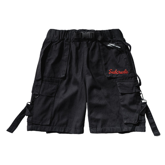 Mushibao Functional Wind Streamer Overalls Shorts Male Loose Ins Students Japanese Wild Summer Five-Point Pants Pants