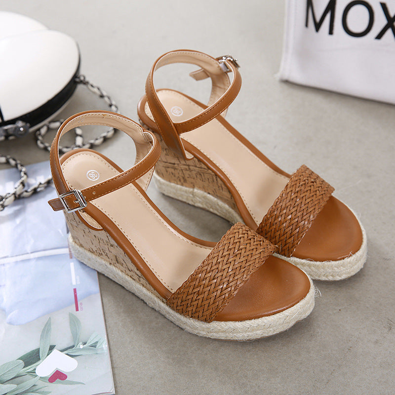 Roman Style  Weaving After Weaving Straps Wedge Sandals