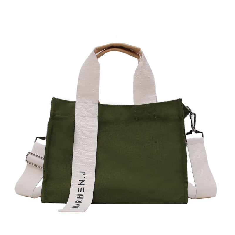 Creative New Canvas Bag For Women'S Leisure Large Capacity Single Shoulder Messenger Letter Simple Square Bag Korean Literature And Art Bag
