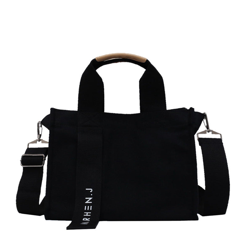 Creative New Canvas Bag For Women'S Leisure Large Capacity Single Shoulder Messenger Letter Simple Square Bag Korean Literature And Art Bag