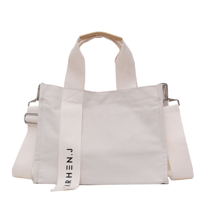 Creative New Canvas Bag For Women'S Leisure Large Capacity Single Shoulder Messenger Letter Simple Square Bag Korean Literature And Art Bag