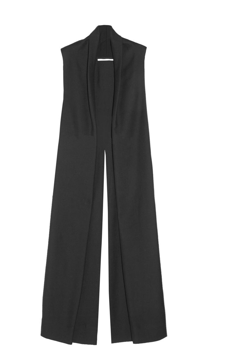 Fashion Temperament No Button Long Back Split Sexy Vest Coat