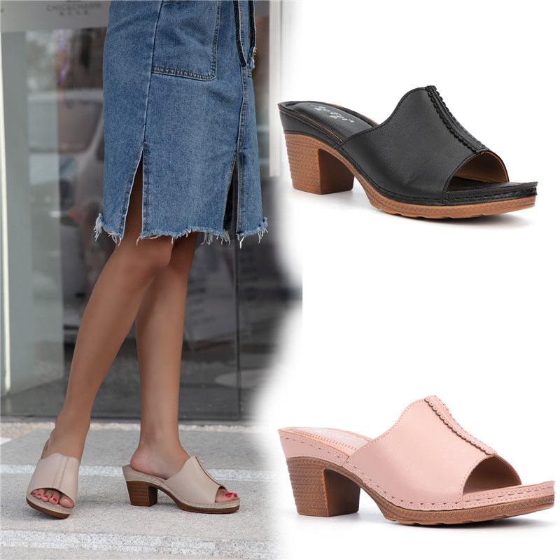 Summer Thick-heeled High-heeled Plus Size Comfortable Ladies Sandals