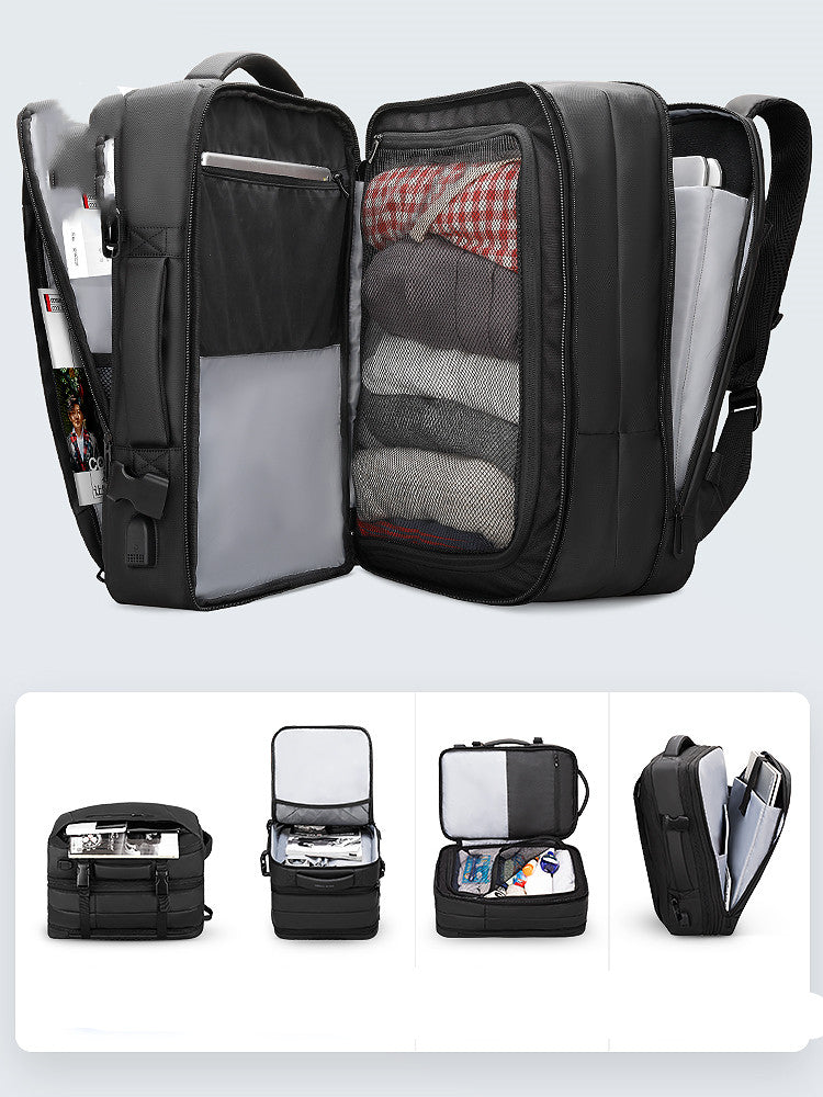 Backpack Men'S Backpack Emergency Raincoat Large Capacity Business Trip 17 Inch Laptop Bag