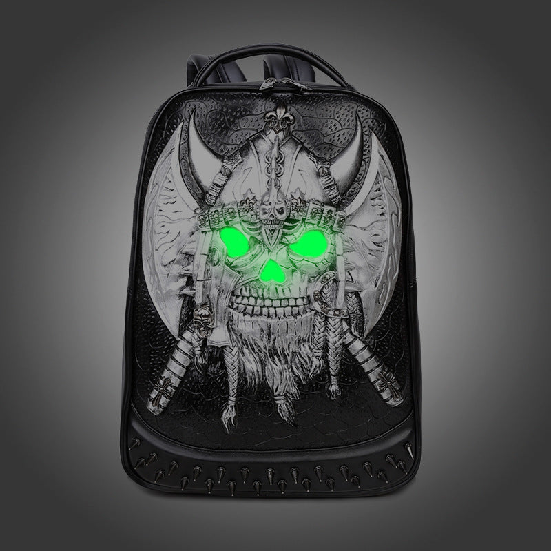 New Ghost Head Luminous Eyes Backpack Men'S Customized Travel Waterproof Computer Bag Skull Head Large Capacity Backpack