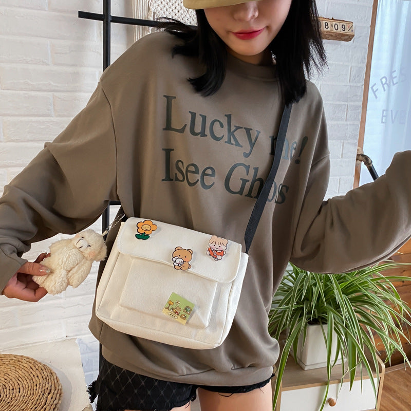 Cute Canvas Small Bag Diagonal Bag All-Match Student Girl Shoulder Bag