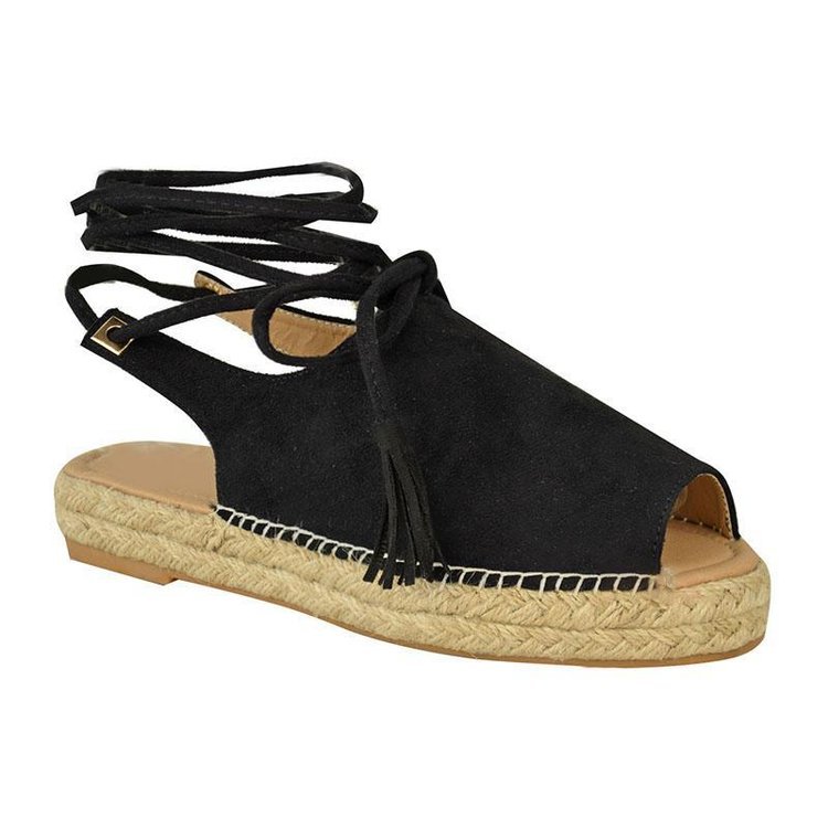 Flat Lace-Up Platform Velvet Roman Shoes