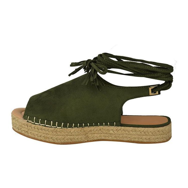 Flat Lace-Up Platform Velvet Roman Shoes
