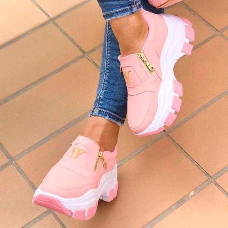 Round Toe Flat-Heel Low-Top Double Zipper All-Season Loafers
