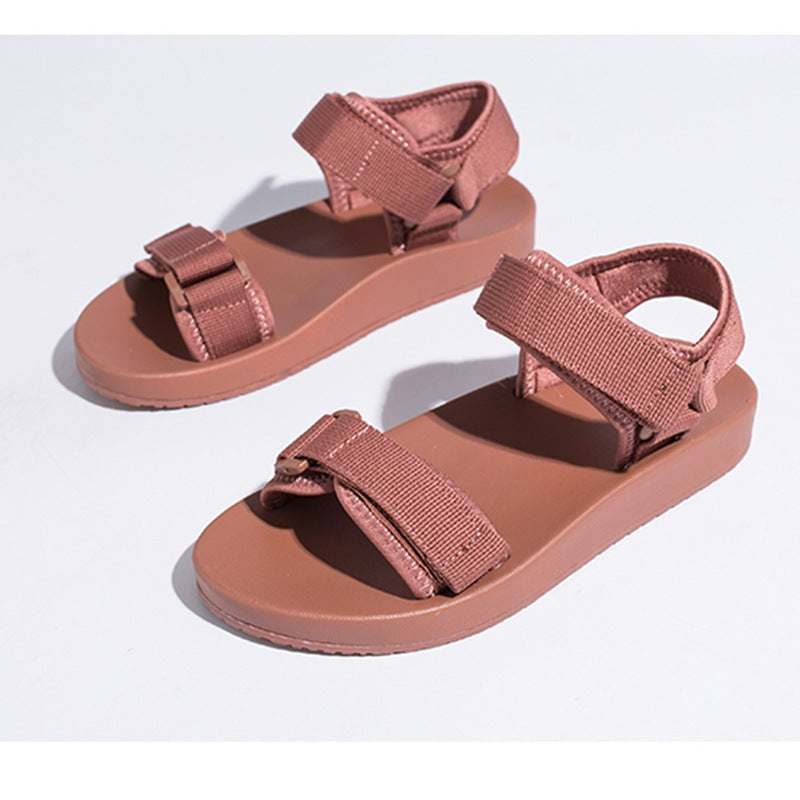 Velcro Sandals Women's Summer New Style Flat Roman Sandals Thick Bottom