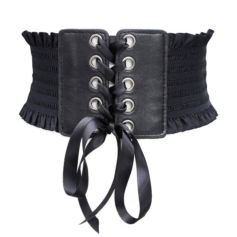 Ladies Fringed Bow Tie Belt Belt Super Wide Girdle Fashion Skirt Bandage Decoration Girdle Korean Version Of All-Match Female